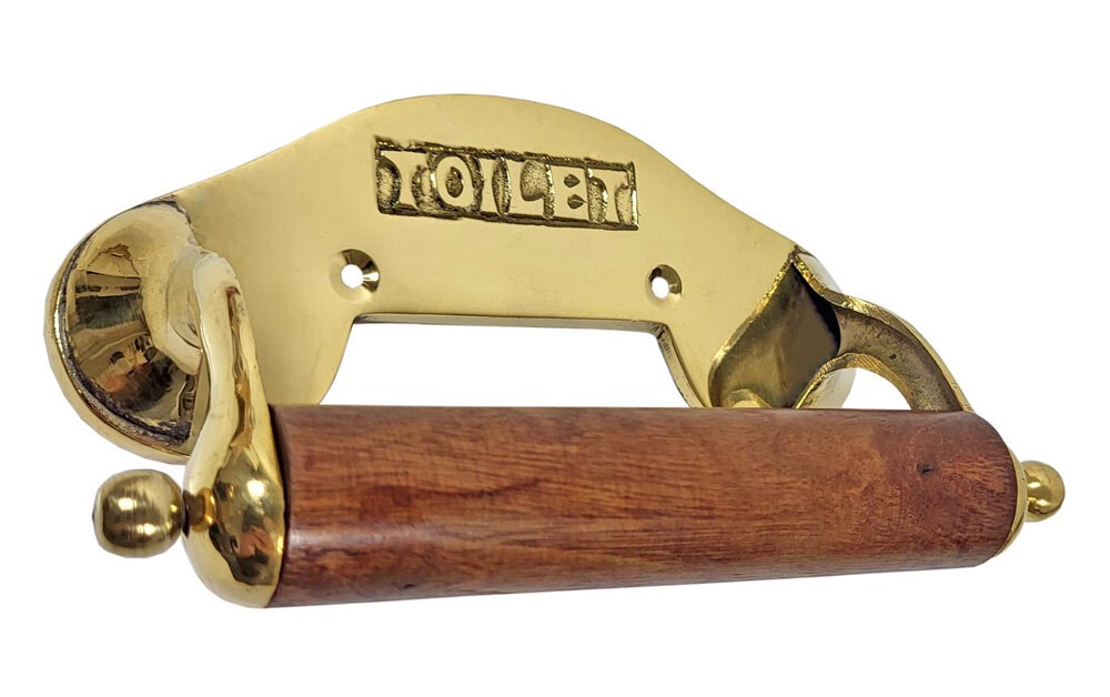 Toilettenpapierhalter Messing Maritim Nostalgie Schiff Holz Antik-Stil günstig online kaufen