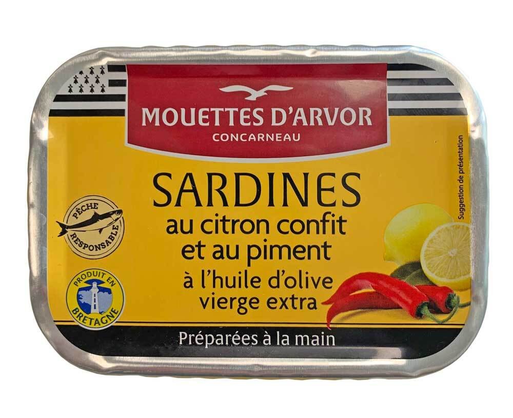 Mouettes d’Arvor Sardinen mit konfierter Zitrone und Chili – Dose 115 g