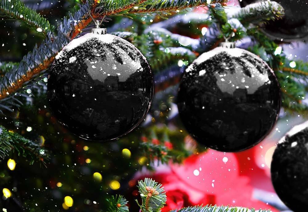 Große Christbaumkugeln Schwarz 6 Stück wetter- & bruchfest Weihnachten 14cm