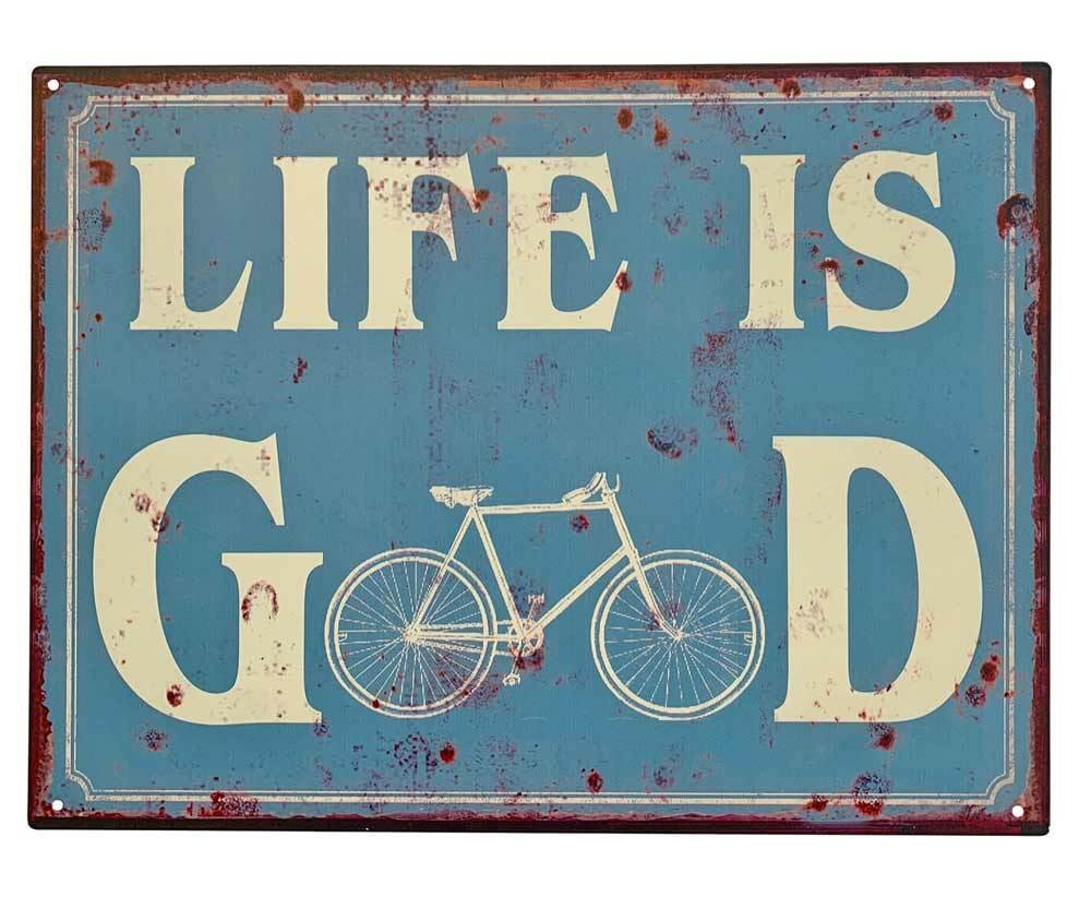 Blechschild „Life is Good“ Spruch Fahrrad Nostalgie Vinatge 33x25cm