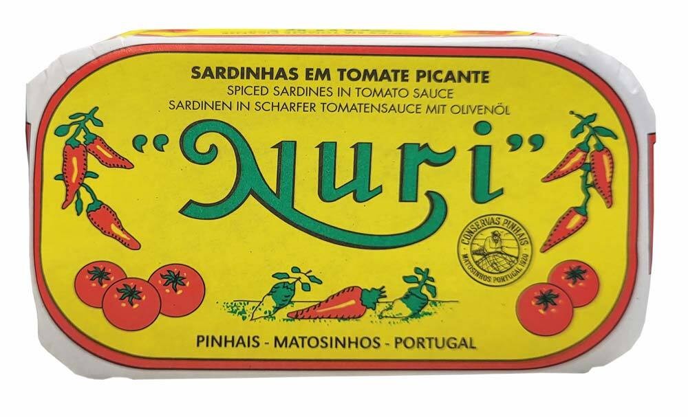 Nuri Sardinen in scharfer Tomatensoße und Olivenöl Portugal – Dose 125 g