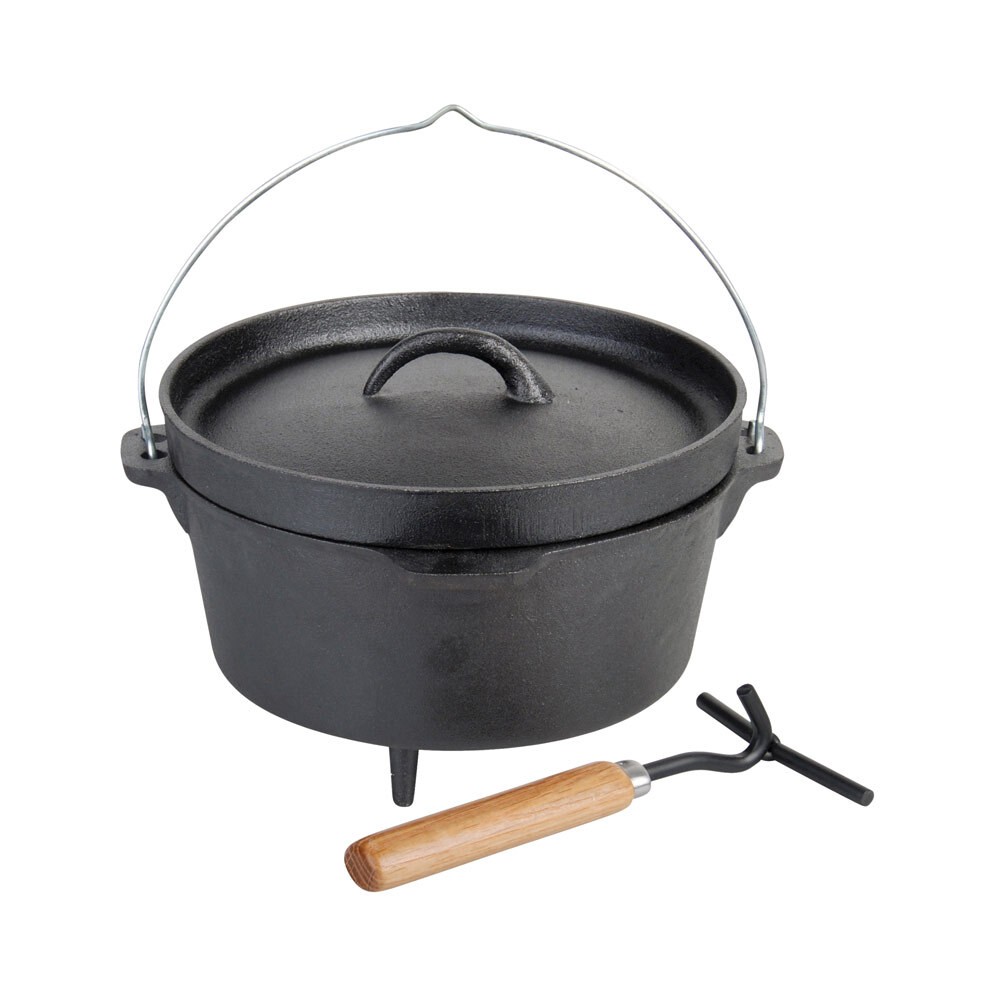 Dutch Oven Gusseisen Topf Set m. Deckelheber Feuertopf Schmortopf für Lager günstig online kaufen