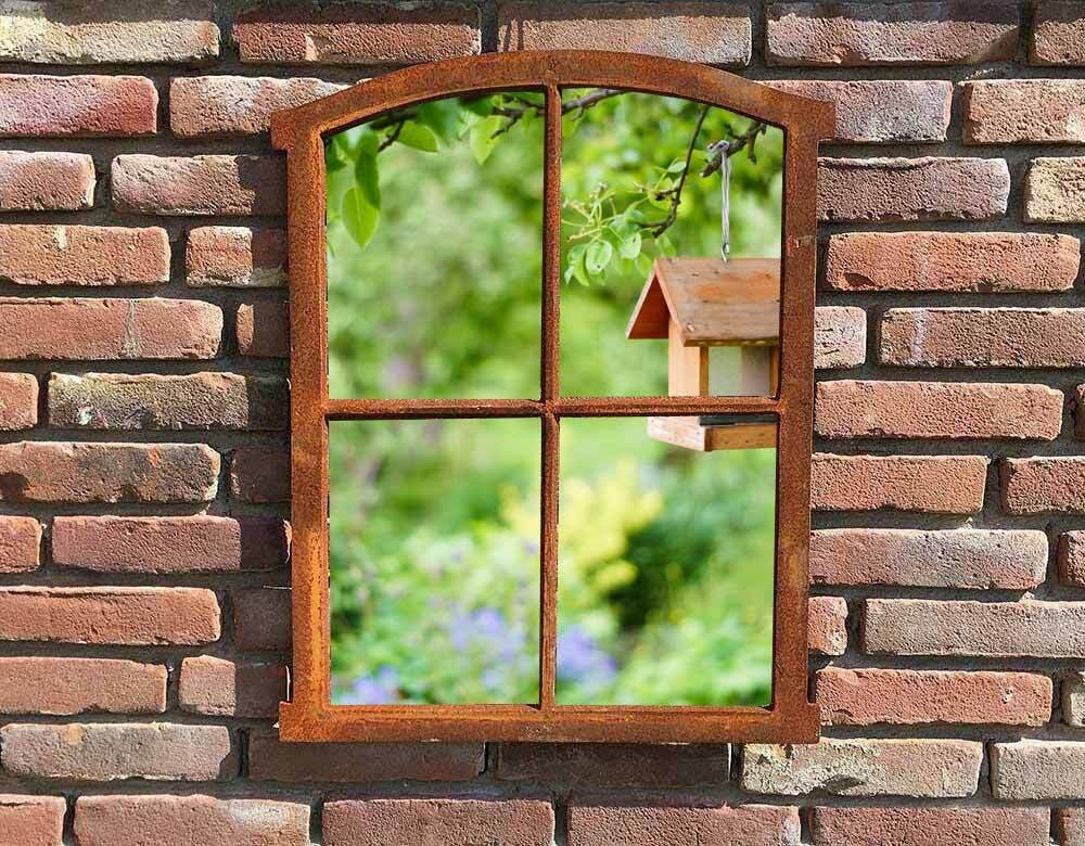 Stallfenster Gusseisen Antik-Stil Rostig Rundbogen Eisenfenster Landhaus 63cm