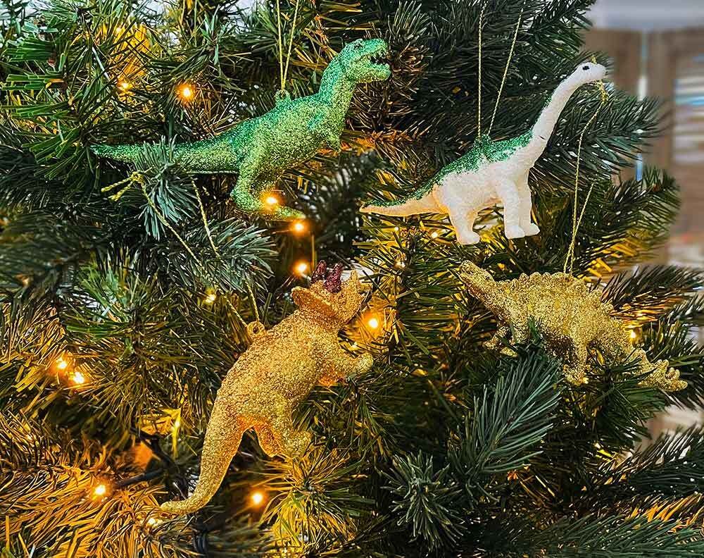 Christbaumschmuck Dinosaurier 4 Stück Christbaumanhänger Dino Christbaumfigur