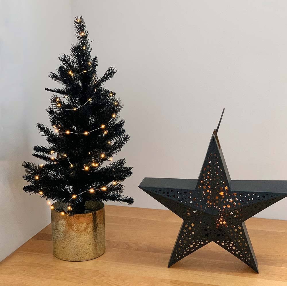 Weihnachtsbaum künstlich Schwarz Tannenbaum klein mit Topf Weihnachtsdeko 60cm