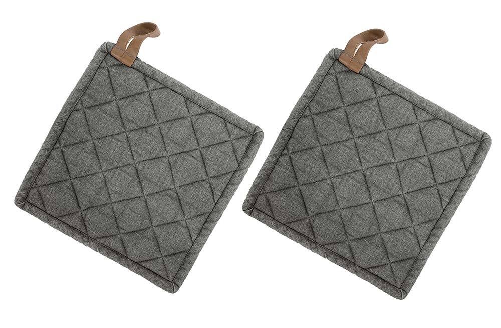 Topflappen Myrna Charcoal Grau Set 2 Stück Topfuntersetzer Baumwolle 20x20cm