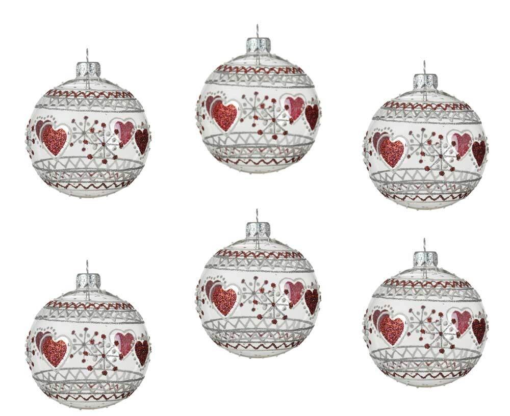 Christbaumkugeln Transparent Herzen Schneeflocke 6 Stück Weihnachtskugeln Echt Glas