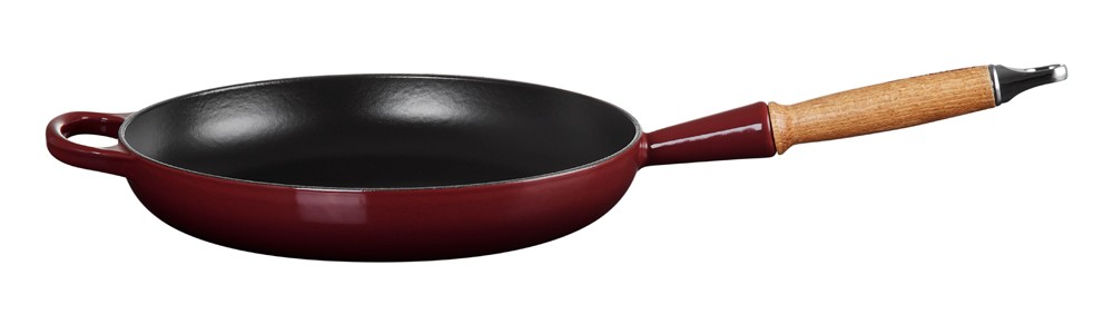 Le Creuset Bratpfanne mit Holzgriff Signature Gusseisen Rhône Bordeaux-Rot günstig online kaufen