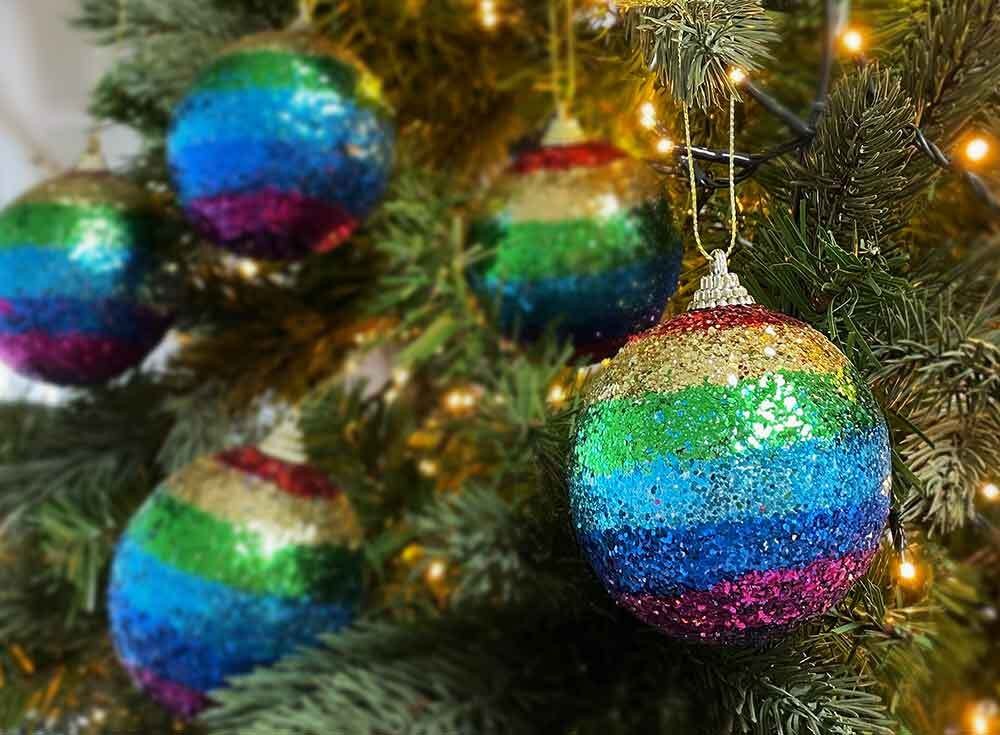 Christbaumkugeln Regenbogen Glitzer 6 Stück Weihnachtsbaumkugel Bunt Weihnachten