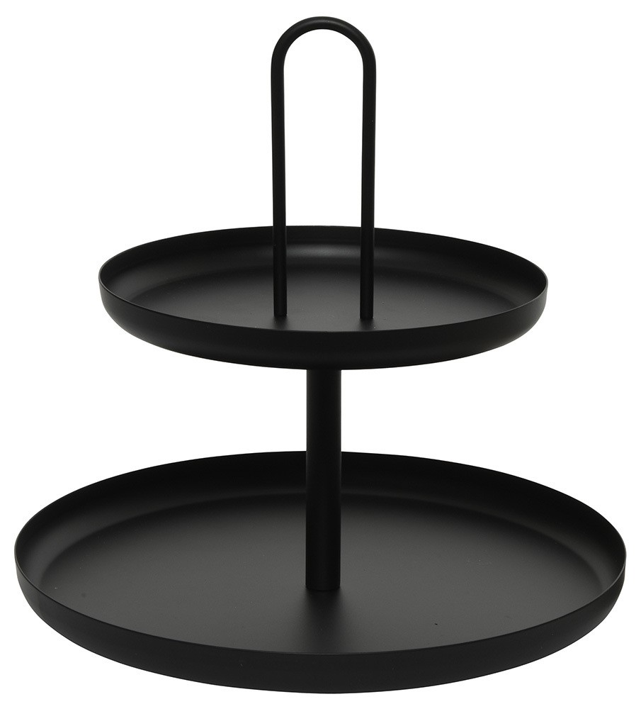 Etagere Metall Schwarz 2 Stöckig Servierschale Dekoschale Servierständer 28cm