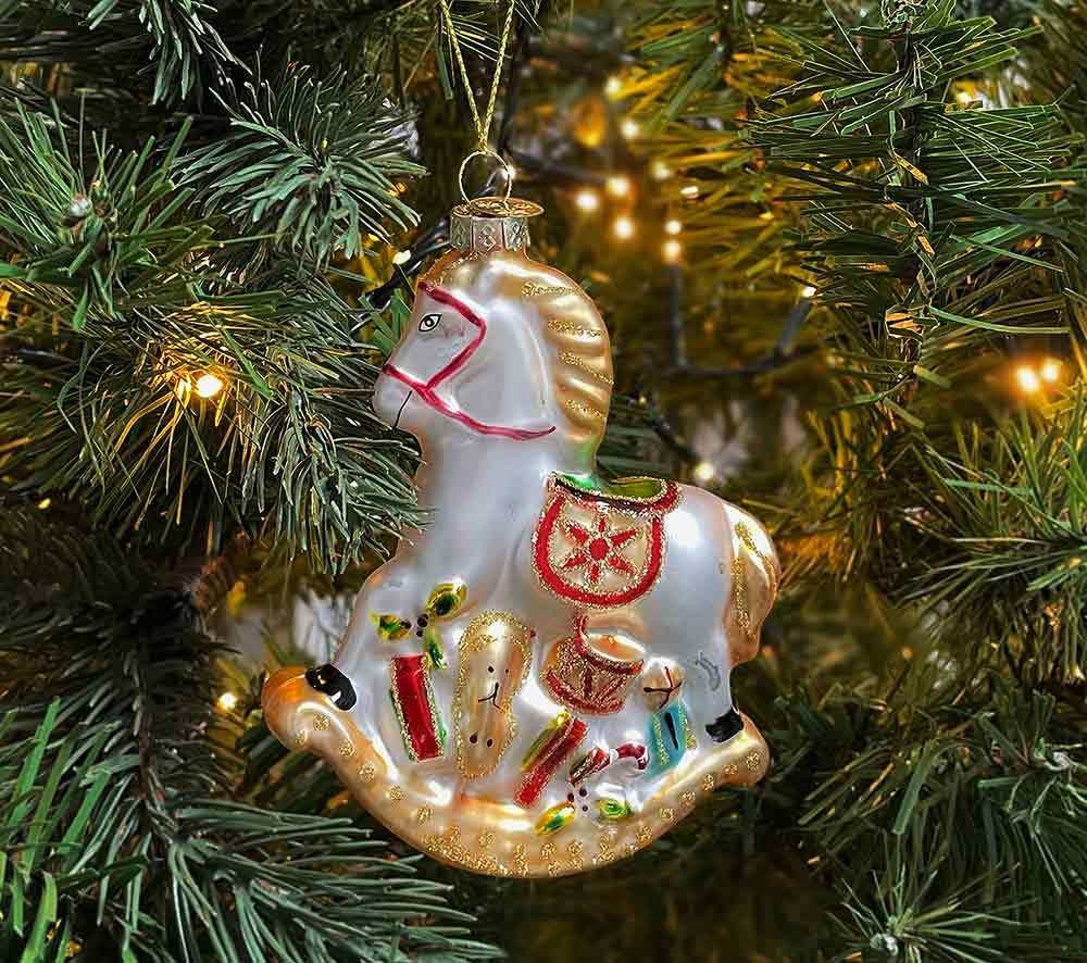 Christbaumschmuck Schaukelpferd Vintage Echt Glas Christbaumanhänger Weihnachten