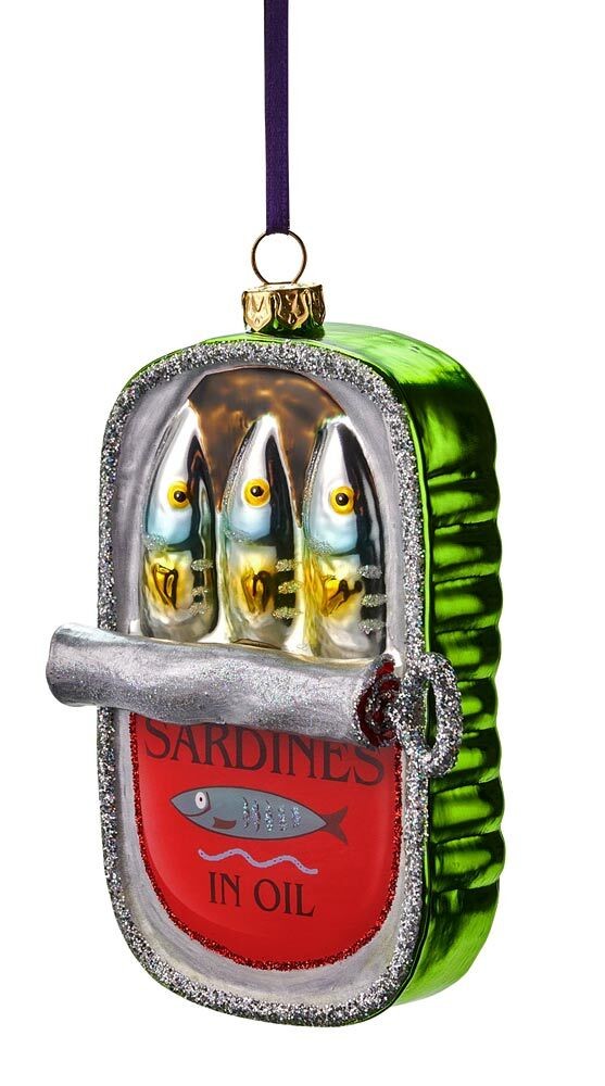 Giftcompany Christbaumschmuck Sardinen in Dose Glas Sardinendose 12cm