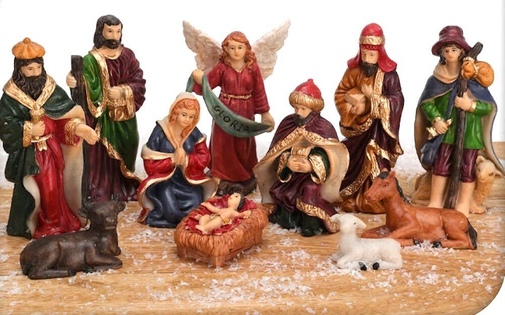 zeitzone Wunderschöne Krippenfiguren Set Handbemalt Weihnachten 11 teilig