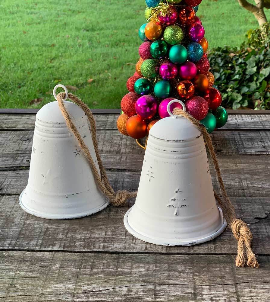 Glocken-Set Zink Weiß Weihnachtsglocke 2 Stück Nikolaus Weihnachtsdeko