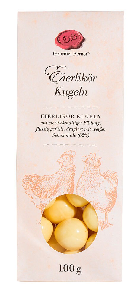 Gourmet Berner Eierlikör Kugeln mit weißer Schokolade 100 g