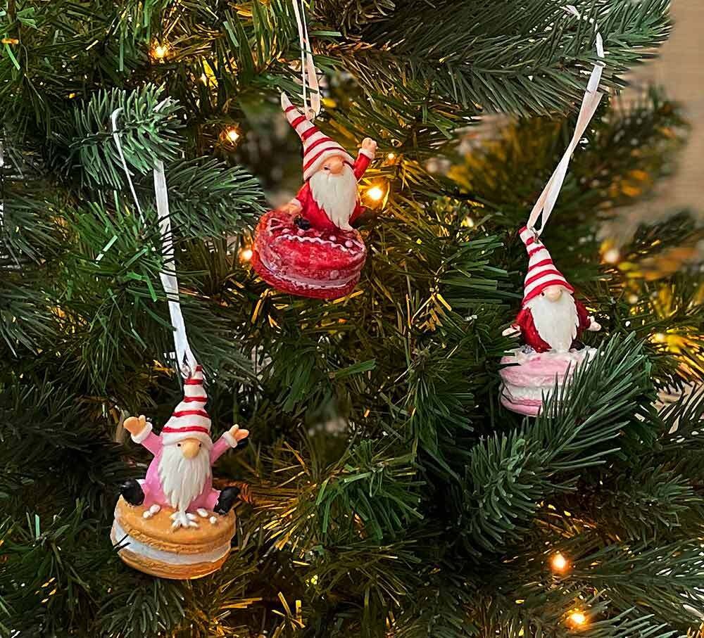 Christbaumschmuck Weihnachtswichtel Macarons 3 Stück Christbaumanhänger Zwerge