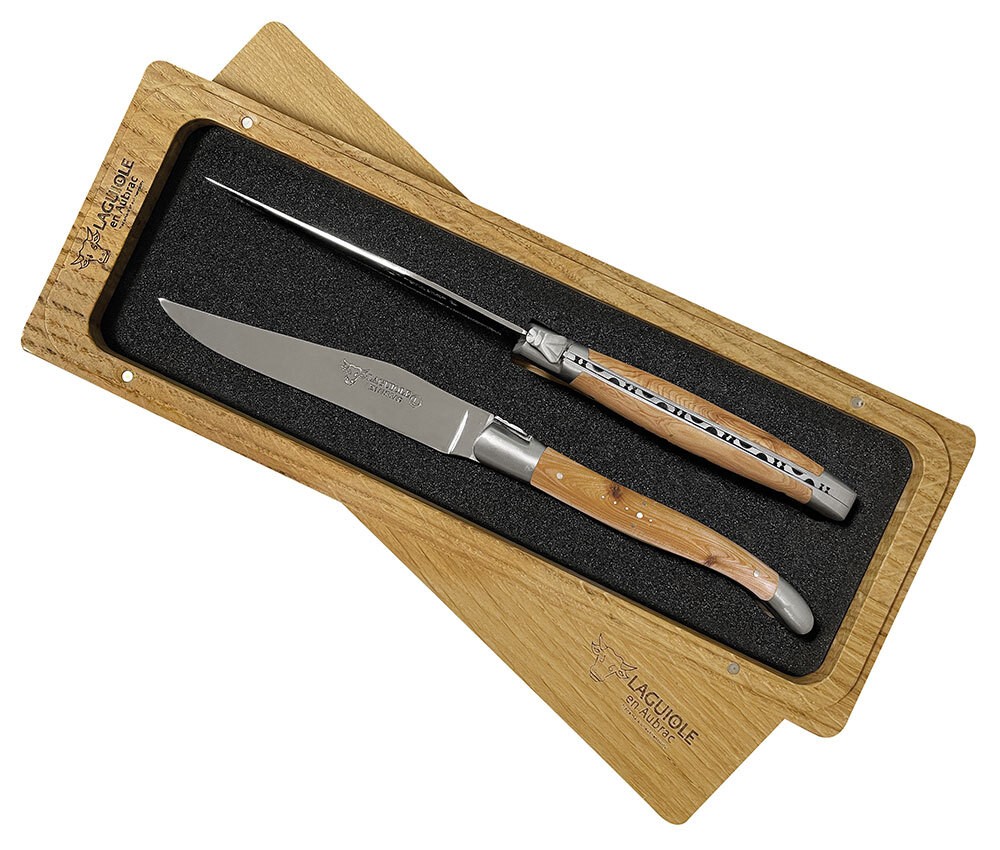 Laguiole en Aubrac Steakmesser Set 2-teilig Wacholder (Genévrier) 23 cm günstig online kaufen