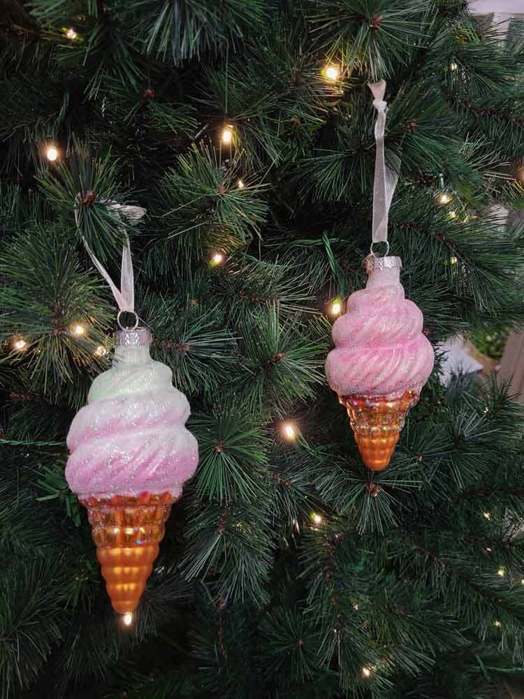 Christbaumschmuck Eis 2 Stück Glas Christbaumanhänger Eiswaffeln Christbaumfigur