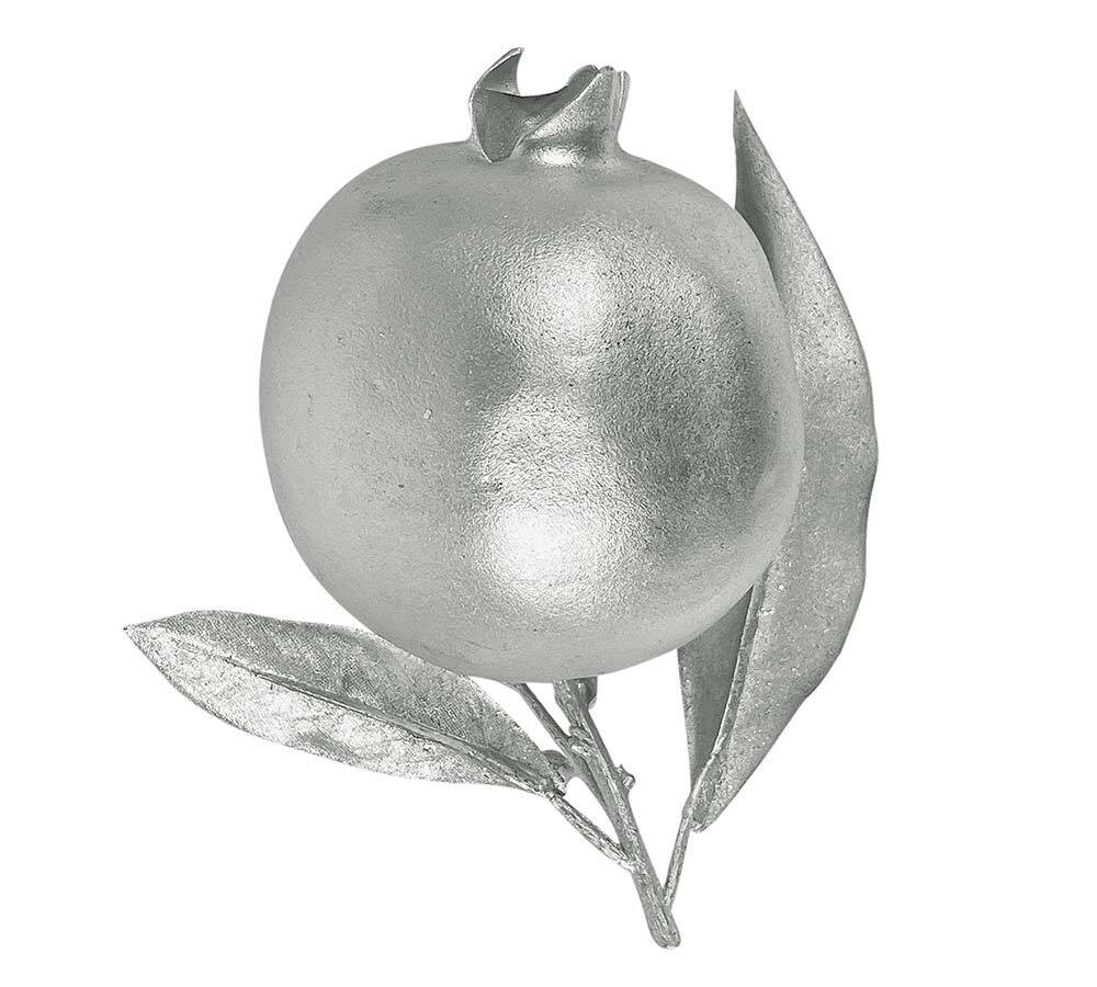 Granatapfel künstlich Silber Weihnachtsdeko Frucht Obst Weihnachten 8cm