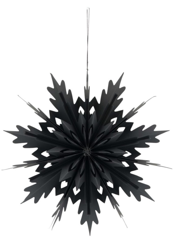 Papier Schneeflocke Schwarz Weihnachtsdeko Hängedeko Weihnachten 40 cm