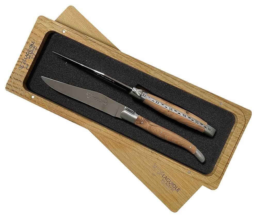 Laguiole en Aubrac Steakmesser Set 2-teilig Wacholder (Genévrier) 23 cm günstig online kaufen