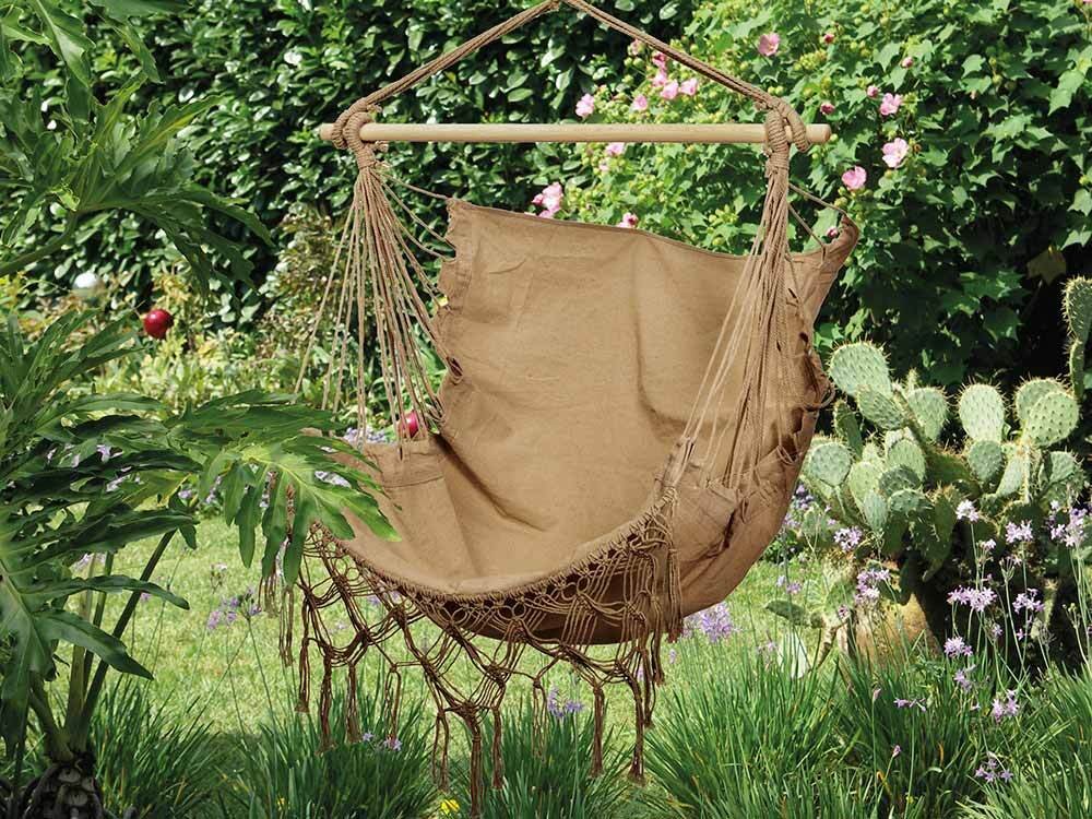 Hängesessel Ibiza Fransen Hängestuhl Natur Camel Boho Style Hippie Outdoor Camping