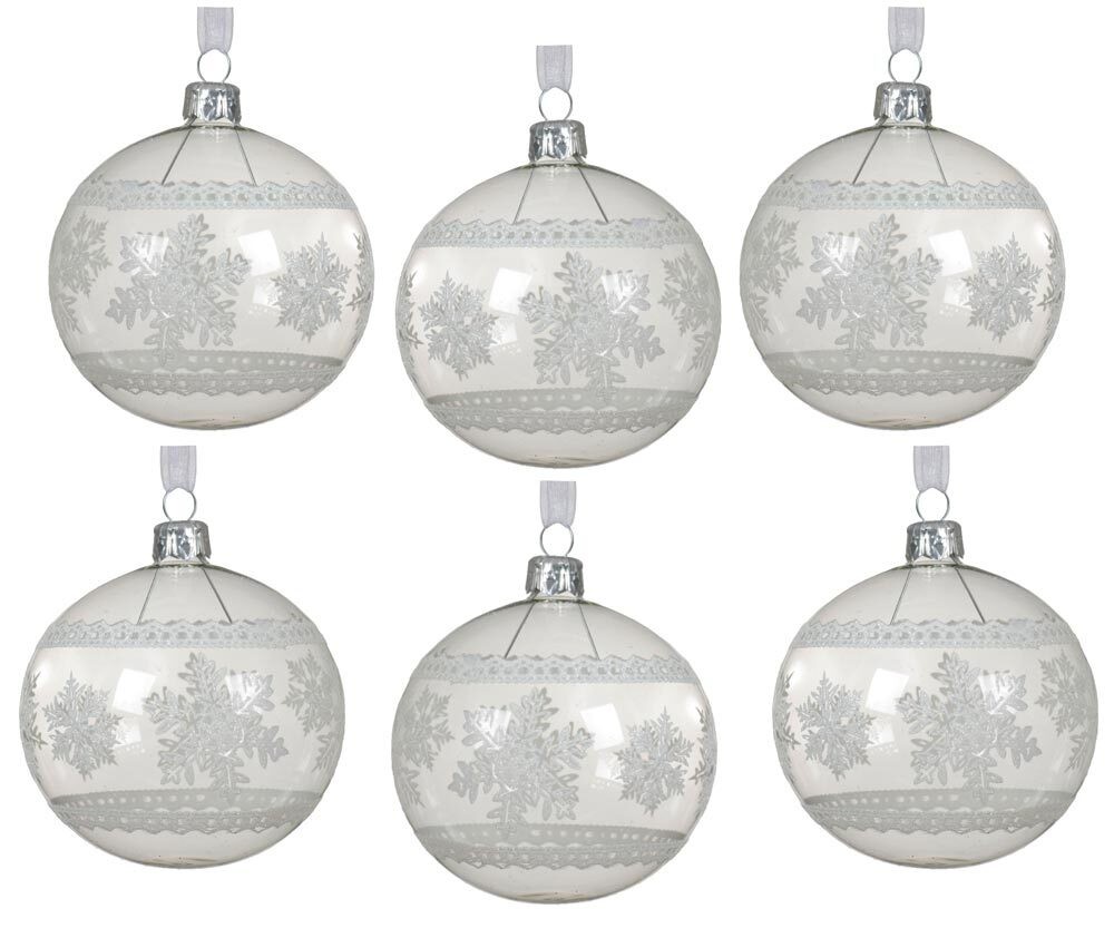 Christbaumkugeln Transparent Schneeflocke Echt Glas 6 Stück Weihnachtskugeln