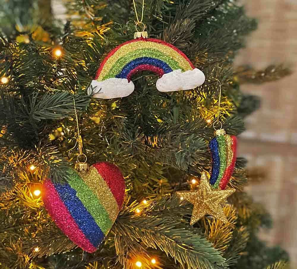 Christbaumschmuck Love 3er Set Regenbogen Herz Sternschnuppe Christbaumanhänger